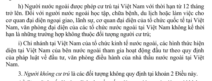 Cropped page of the consolidated Foreign Exchange Ordinance with the clause on foreigners permitted to reside in Vietnam and the definition of a non-resident.
