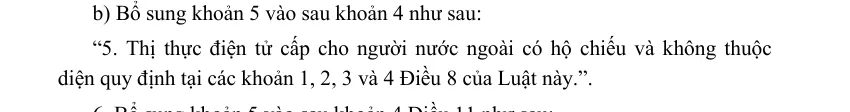 Official Gazette extract of the 2019 amending law adding the e-visa clause to Article 10, for foreigners with a passport outside clauses 1 to 4 of Article 8.